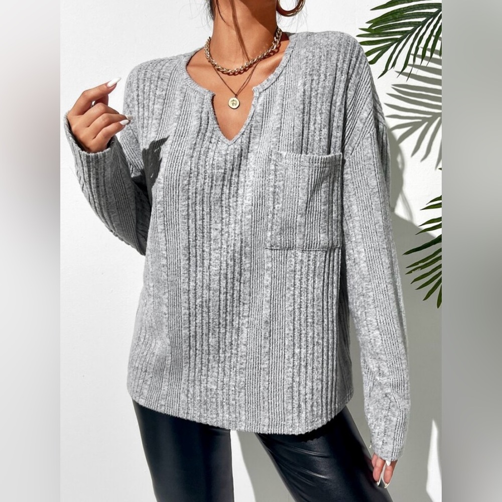 Rib Knit Pocket Tee